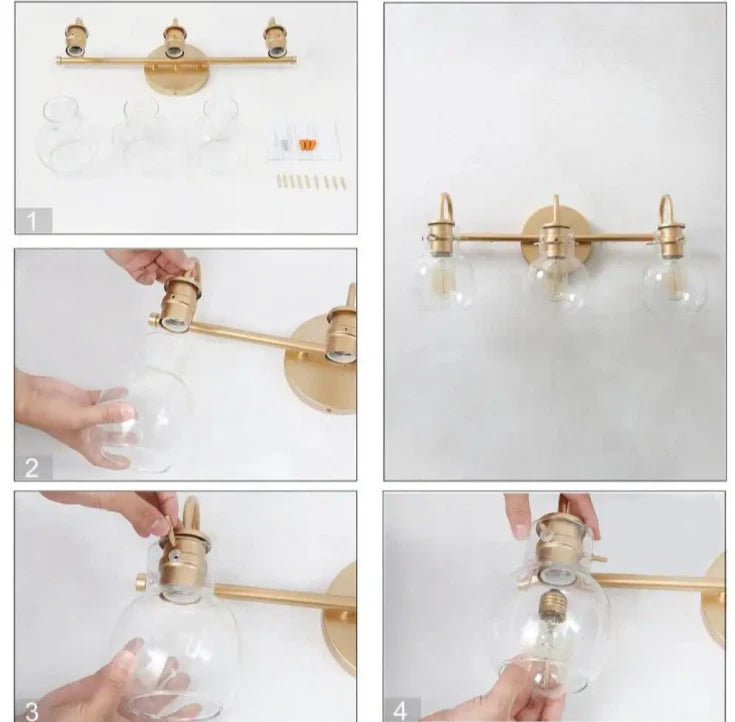 22 In Modern 3 Light Gold Vanity Light Fixture