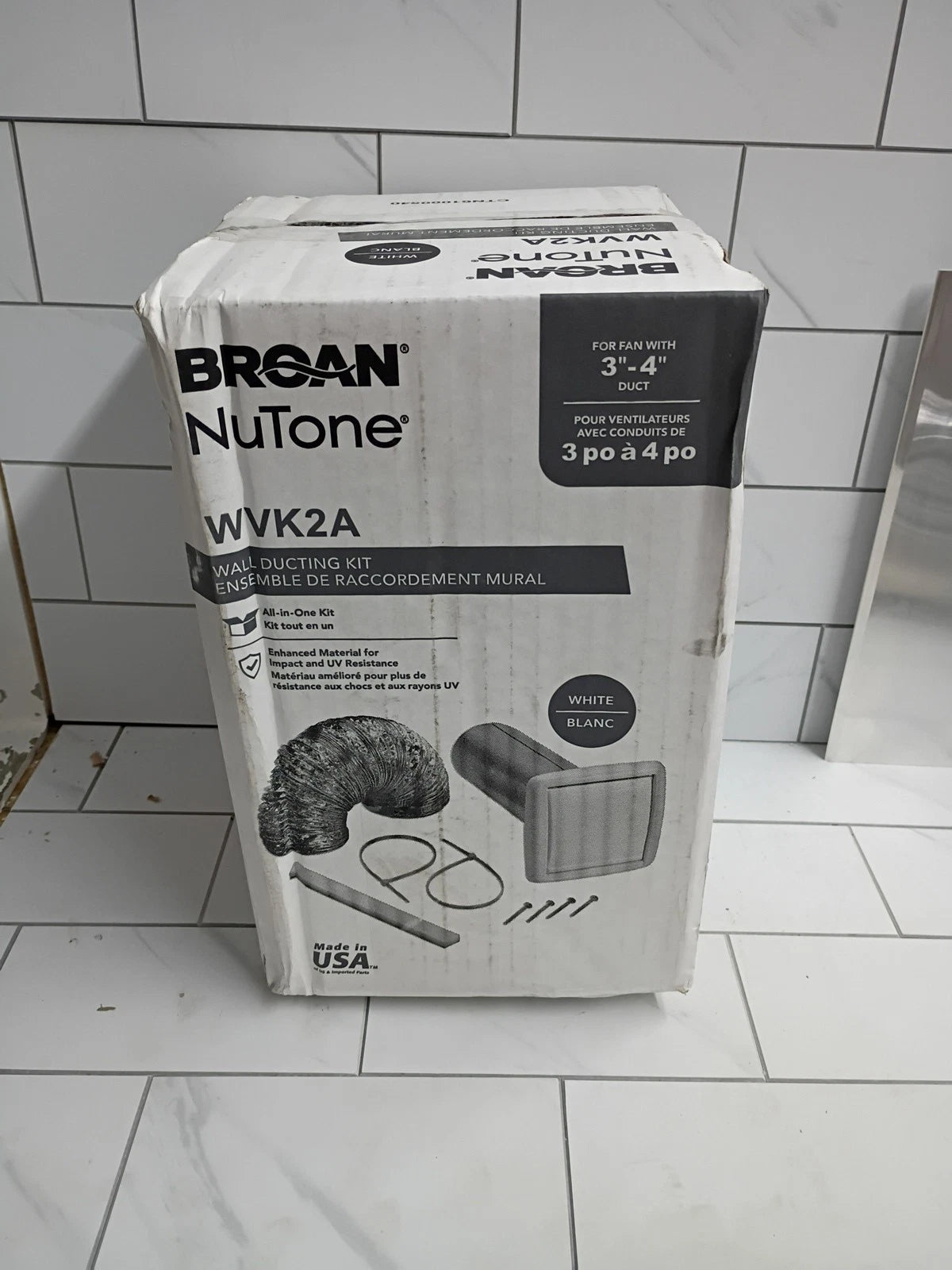 2pk Broan-NuTone WVK2A Flexible Wall Ducting Kit White Vent 3"x4" New Open Box