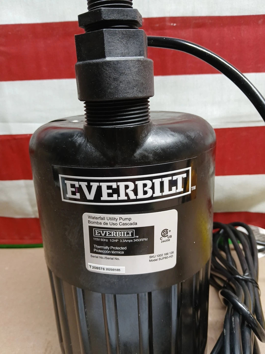 EVERBILT Waterfall & Pond Pump 1/2 HP 53 GPM 26 Ft Max Vertical Lift SUP80-HD..