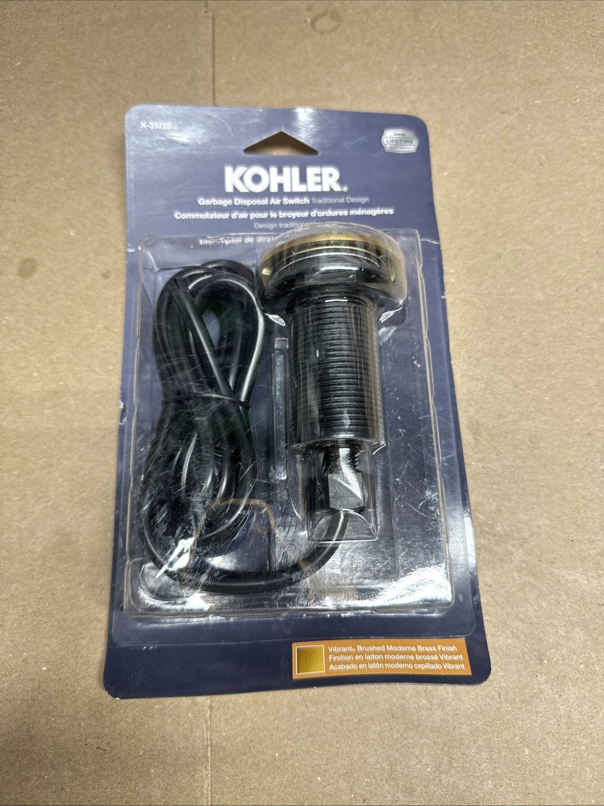 Kohler K-35725-2MB Traditional Garbage Disposal Air Switch Button Only, Brushed