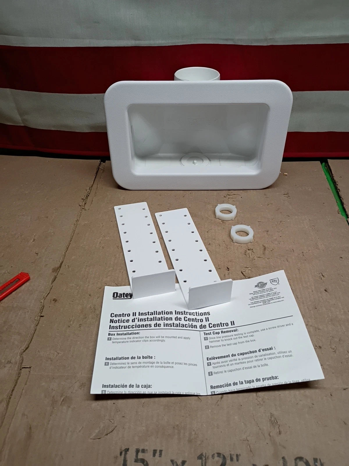 Oatey 38120 Centro Washing Machine Outlet Box Face Plate Brackets Fittings White