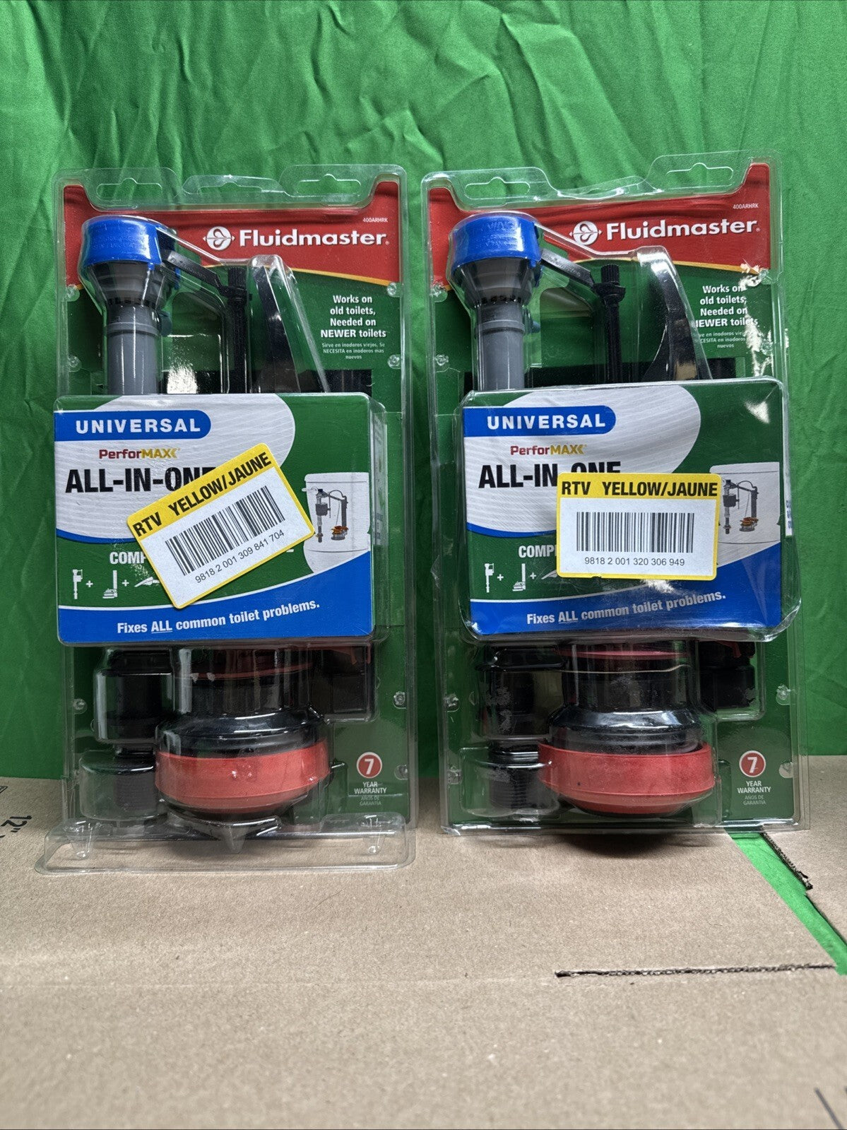 LOT OF 2 Fluidmaster Universal Complete Toilet Repair Kit 10" H 400ARHRK. NEW