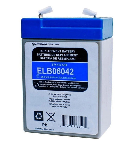 Lithonia Lighting Emergency Replacement Battery, 6 Volts, 4AH, Black