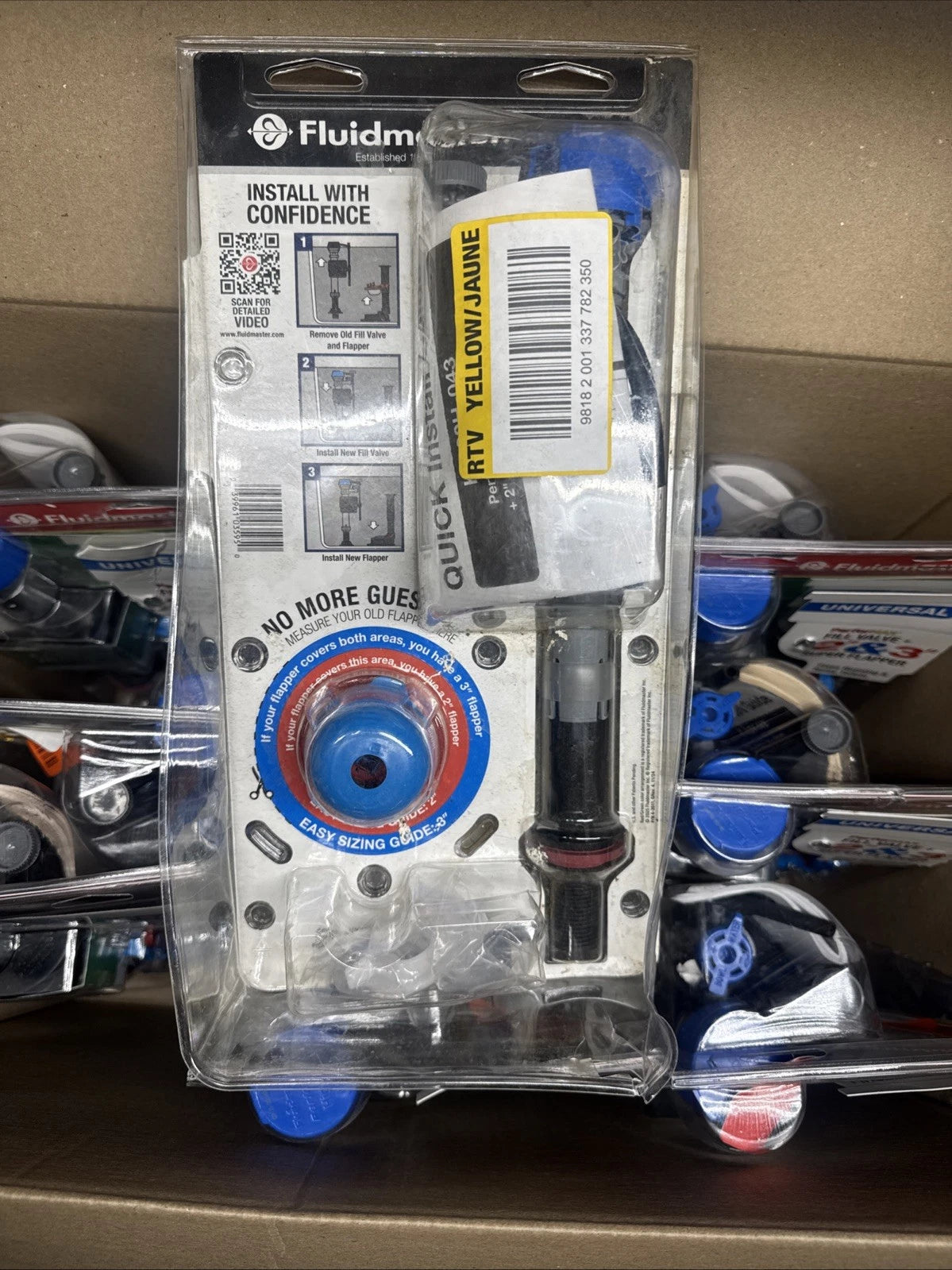 9pck Fluidmaster Fill Valve + 2” & 3” Super Flapper Kit K-400H-043 OPEN BOX