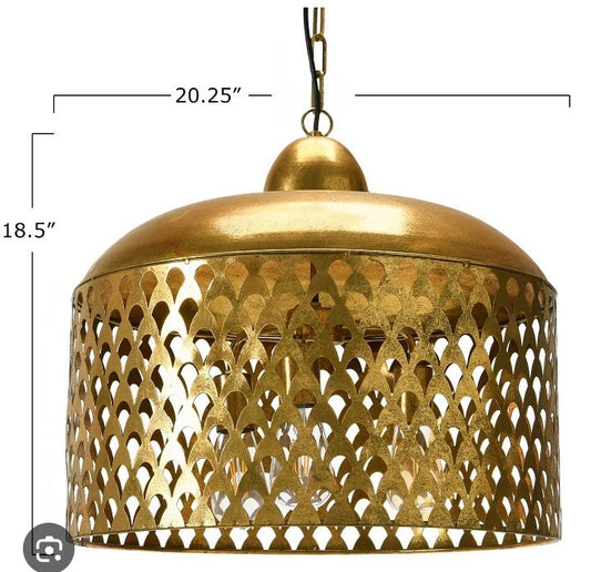 Creative Co-op Metal Pendant With Gold Finish 3 Light 40 Watt Open Box