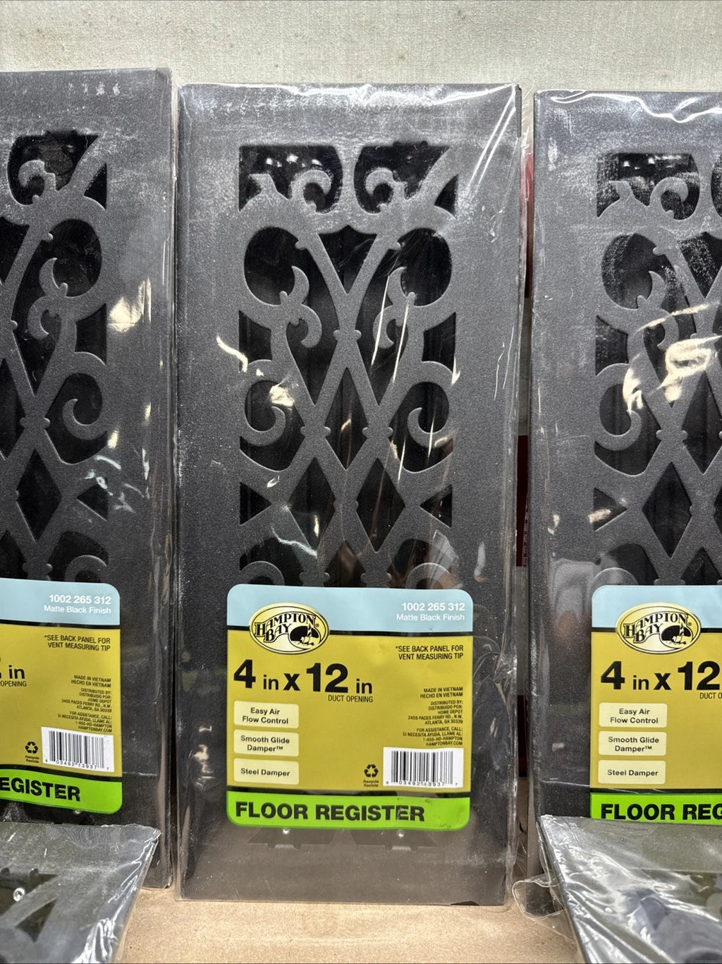 Lot Of 10 Hampton Bay Elegant Scroll 4 in. x 12 in. Steel Floor Register