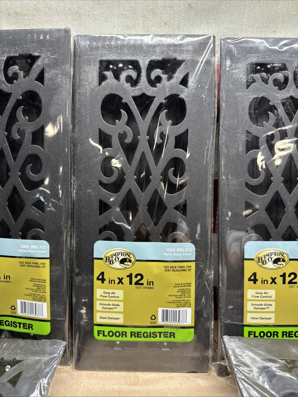 Lot Of 10 Hampton Bay Elegant Scroll 4 in. x 12 in. Steel Floor Register