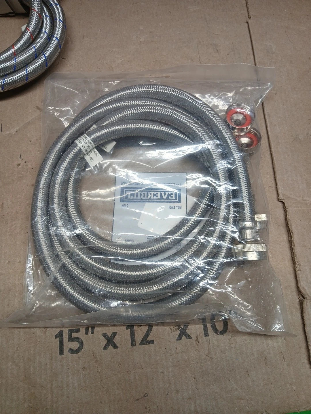3pk (QTY 2) Everbilt 4FT Braided Stainless Steel Washing Machine Hose
