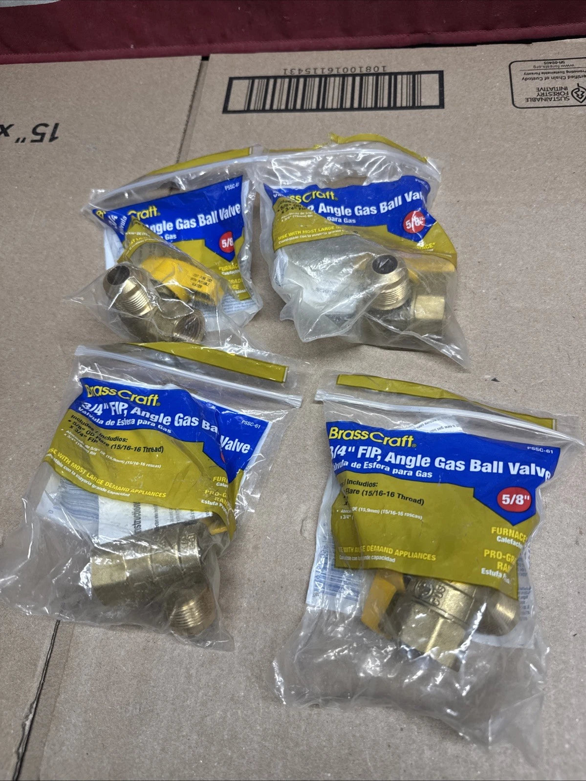 4PK New BrassCraft PSSC-61 5/8" OD Flare x 3/4" FIP Angle Gas Ball Valve