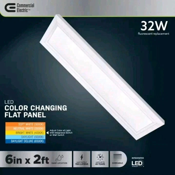 Commercial Electric 950 Lumens Dimmable White Integrated LED Flat Panel Open Box