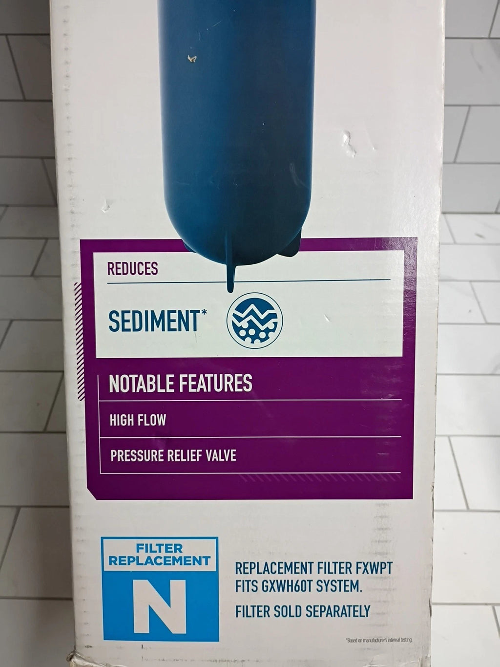 GE GXWH60T Whole House Water Filtration System, REDEUCES Sediment, High Flow OB