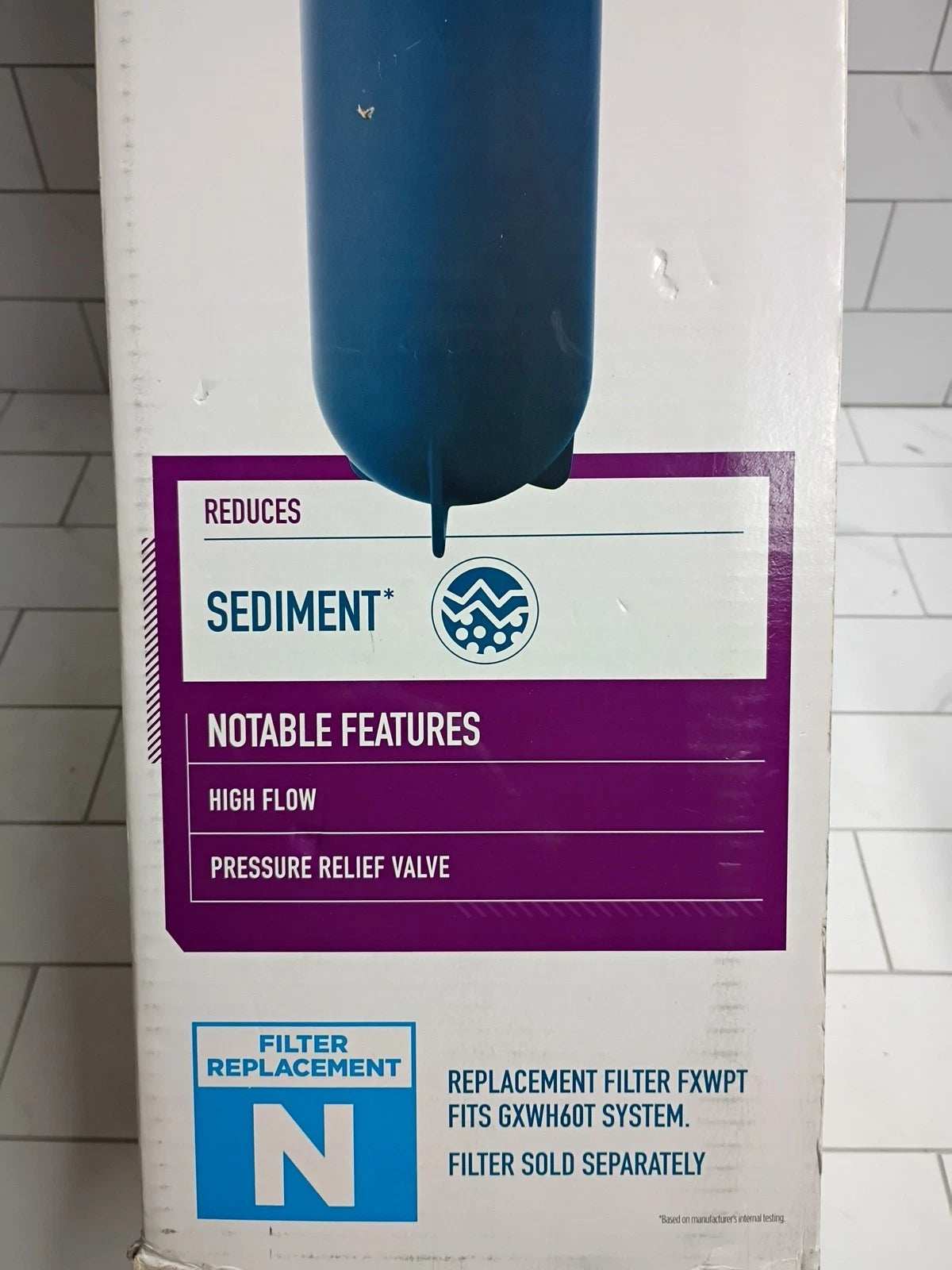 GE GXWH60T Whole House Water Filtration System, REDEUCES Sediment, High Flow OB