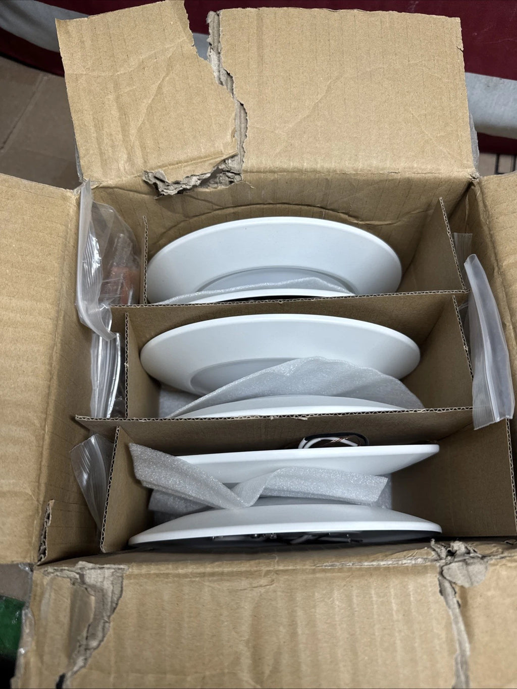 6-pack of Halo HLC 6 in. 3000K White Integrated LED Recessed Light Trims.