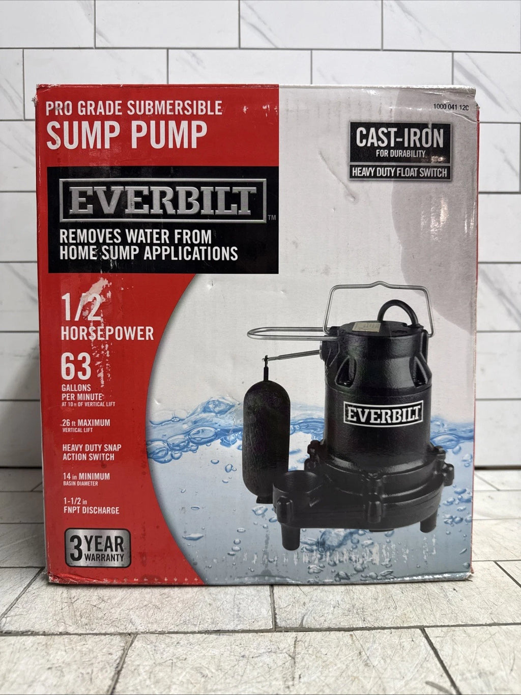 Everbilt HDS50 1/2 HP Cast Iron Submersible Sump Pump Used Good Condition