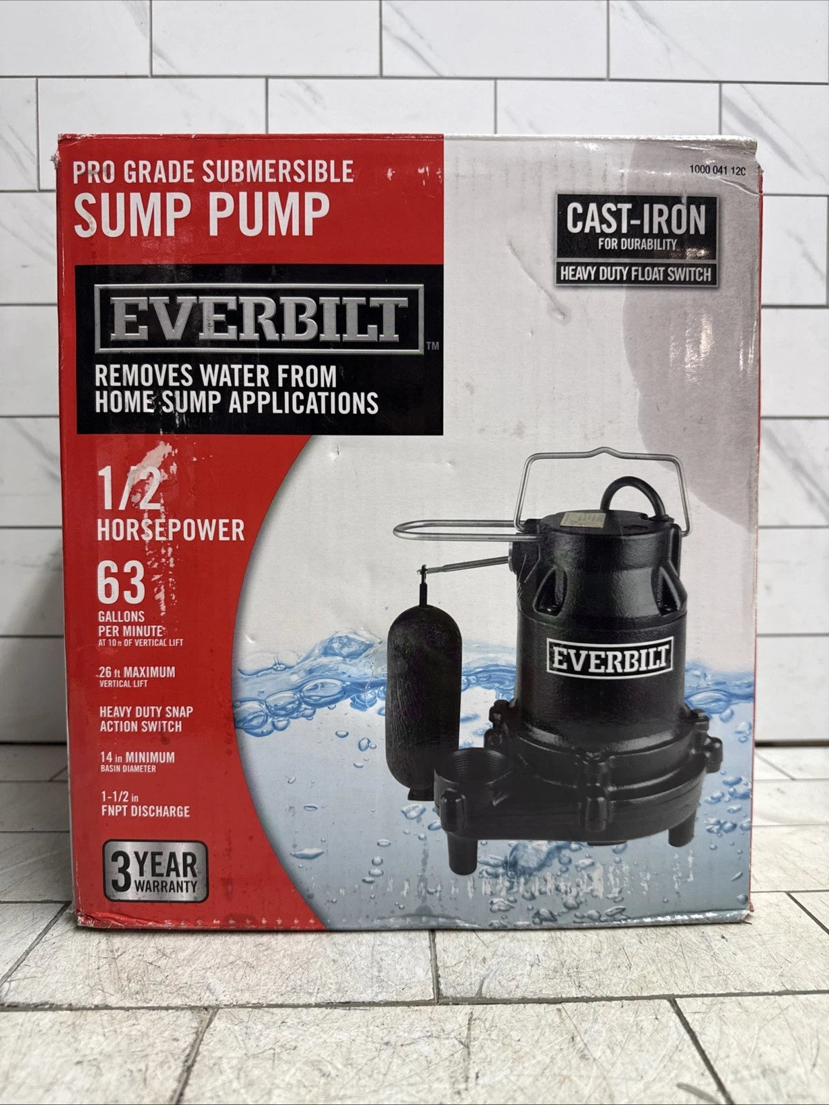 Everbilt HDS50 1/2 HP Cast Iron Submersible Sump Pump Used Good Condition