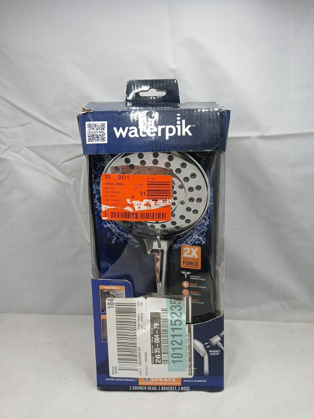 Waterpik 8-Spray Wall Mount Magnet Multi Height Handheld Shower Head 1.8 GPM