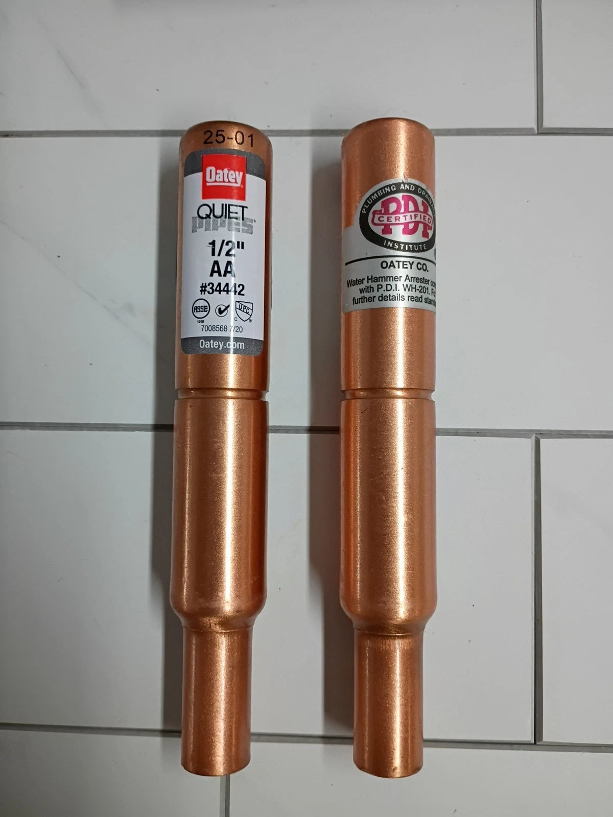 2Pk Oatey 34442 : 1/2" Male Quiet Pipes SWT/Press AA Straight Hammer Arrestor