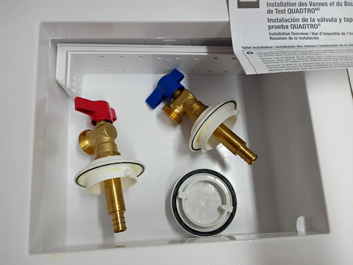 (2 Pack) Oatey Quadtro 38528 Washing Machine Outlet Box With PEX Crimp Valves OB