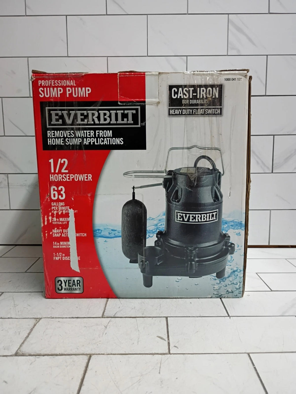 Everbilt HDS50 1/2 HP Cast Iron Submersible Sump Pump Used
