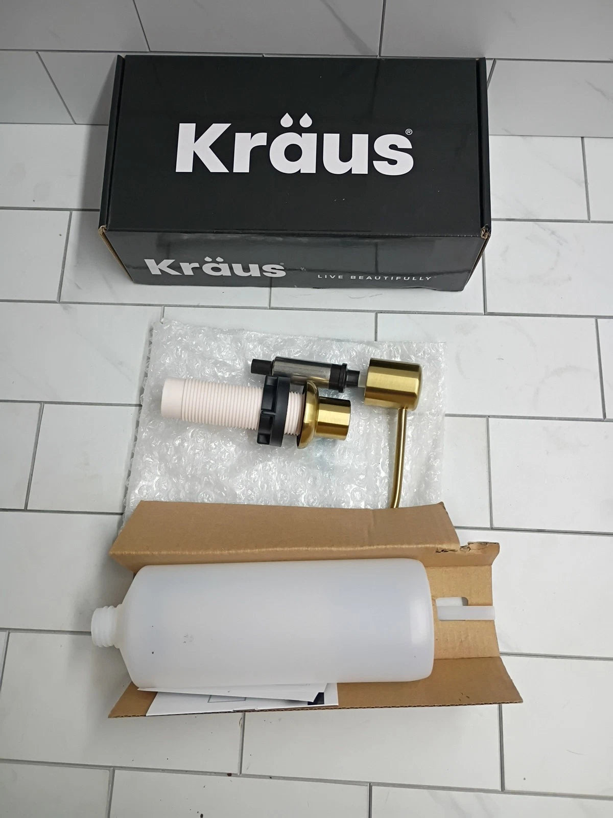 Kraus KSD-53BB Bolden Deck Mounted Soap Dispenser - Brushed Brass New Open Box