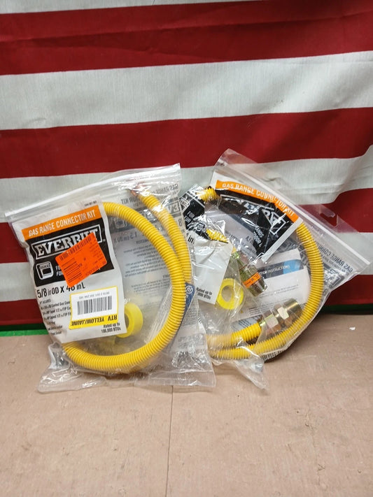 2-PACK EVERBILT GAS RANGE CONNECTOR Kit 5/8" x 48" Indoor/Outdoor All Brands
