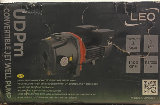 LEO Convertible Jet Well Pump - Leo Pump Model UDPM100-1 FOR PARTS ONLY