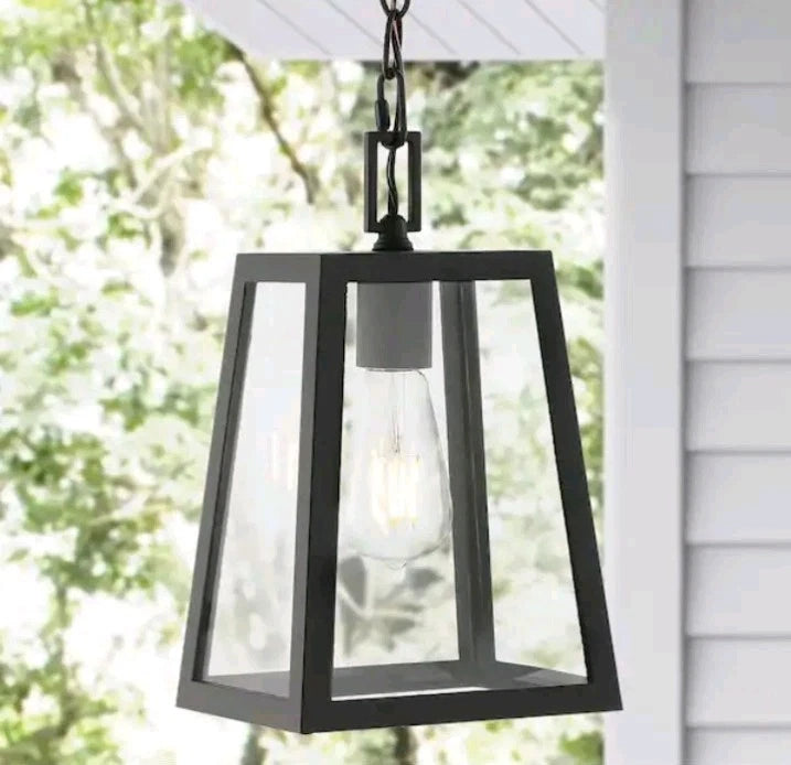 JONATHAN Y Glendale 6.75 in. Black Outdoor Industrial Farmhouse Pendant Light OB