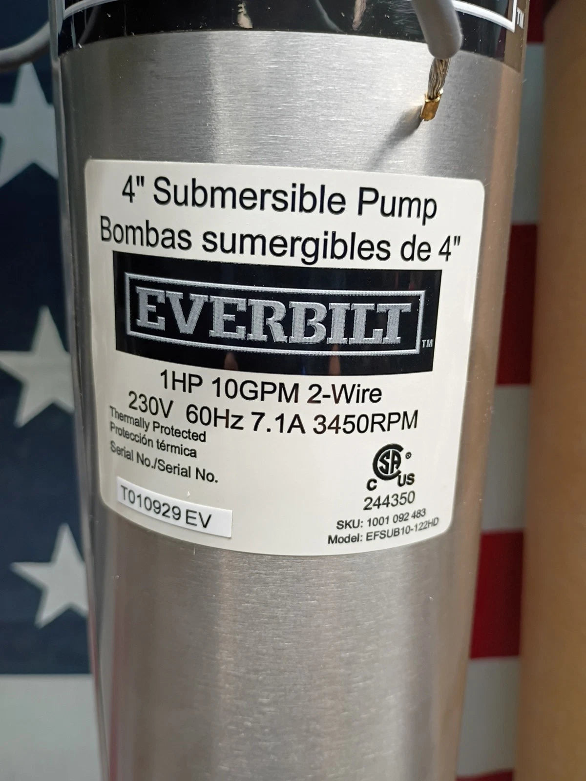 Everbilt 1 HP Submersible 2-Wire Motor 10 GPM Deep Well Potable Water Pump READ