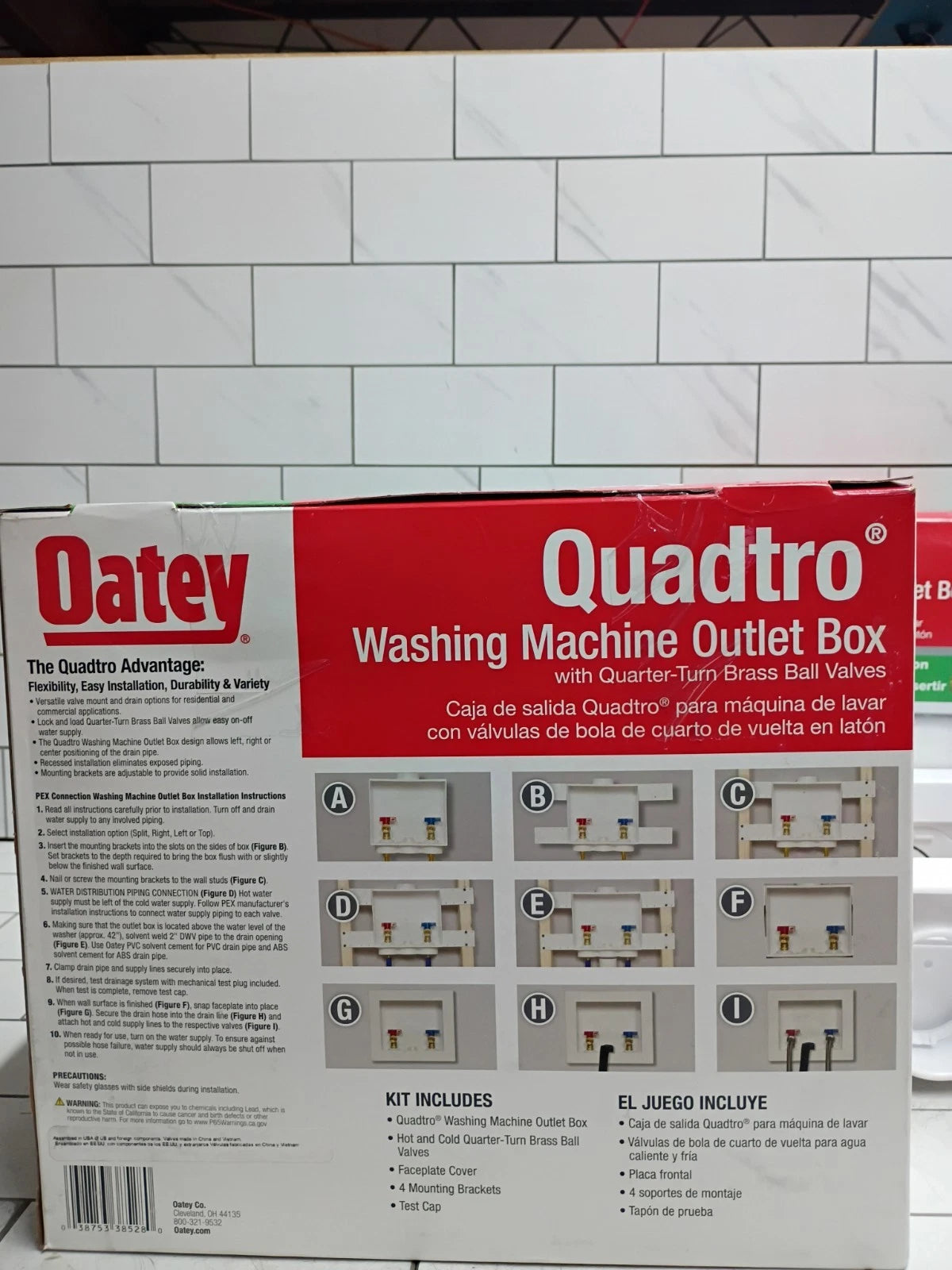(2 Pack) Oatey Quadtro 38528 Washing Machine Outlet Box With PEX Crimp Valves OB