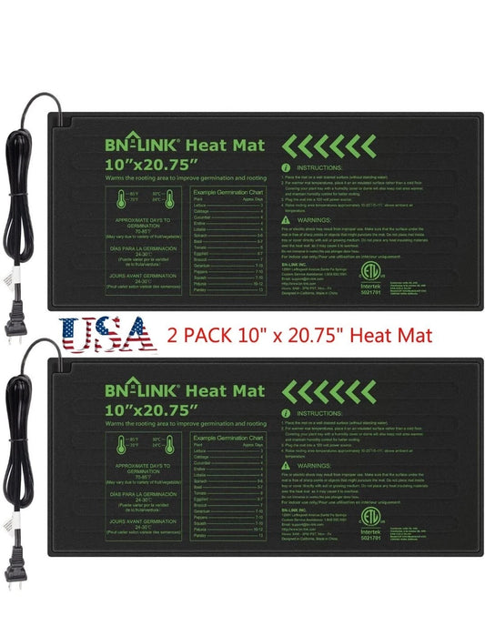 2 Pack Seeding Heat Mat 10"x20" Warm Hydroponic Plant Germination Starting Pad