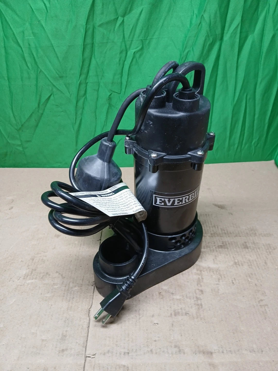 Everbilt 1/3 HP Corrosion Resistant Aluminum Sump Pump w/ Tether Switch Used.