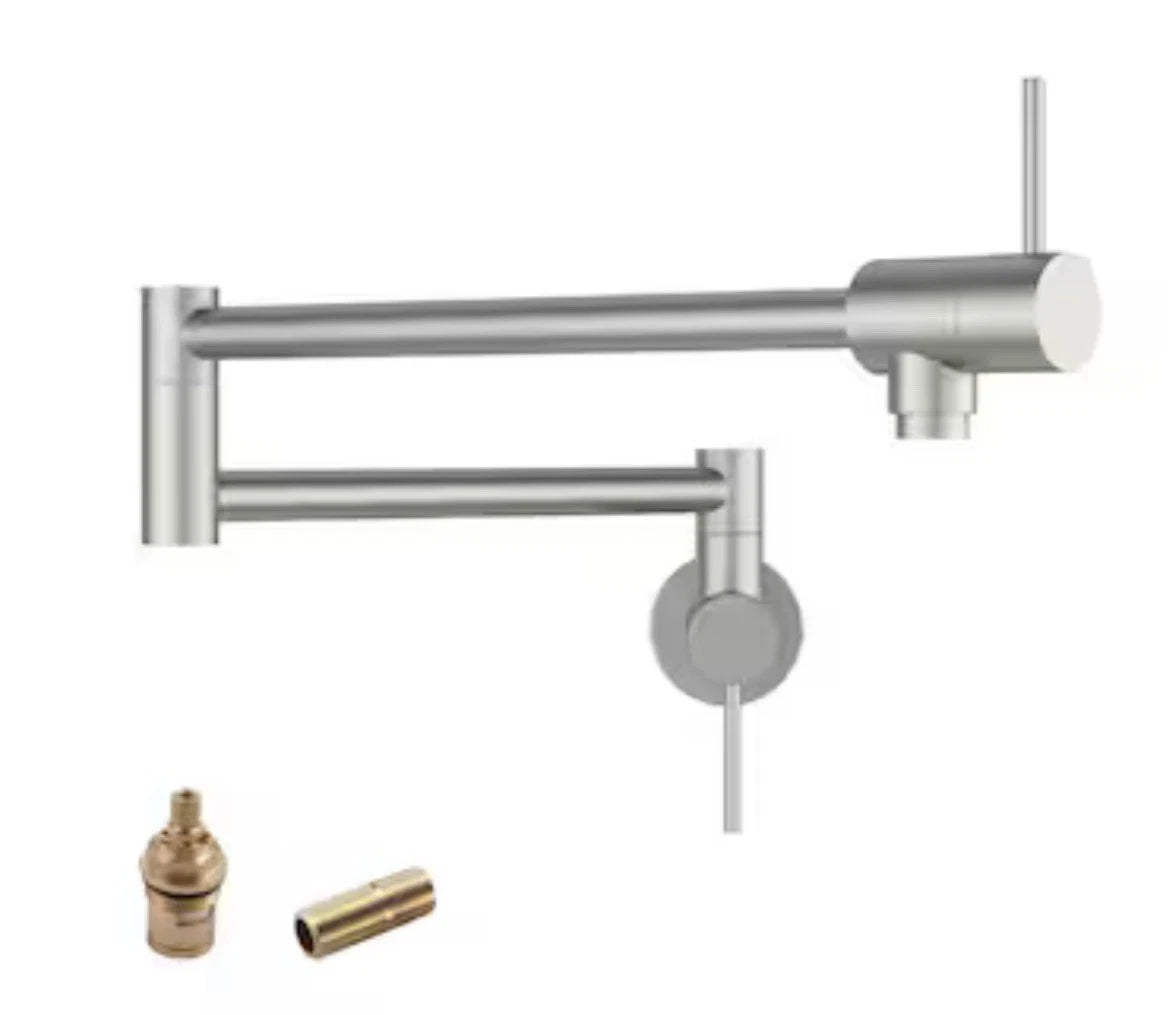 Lordear X003TYQP6X Pot filler kitchen faucet Brushed Double Handle Wall-mount