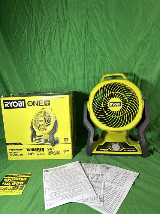 RYOBI ONE+ 18V 7.5" WHISPER Hybrid Fan PCL811K - Tool Only