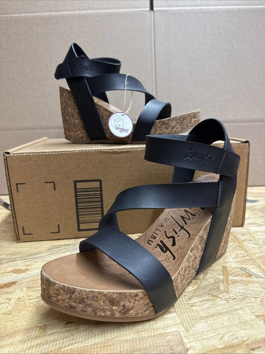 Blowfish Malibu Hapuku Wedge Platform Strappy Ankle Comfort Sandals Size 7 VGC.