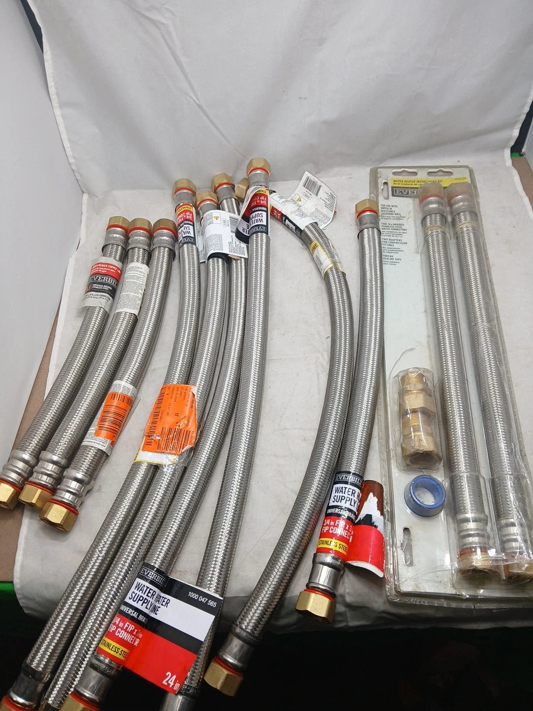 Lot Of 22 Assorted Water Heater Connector/Supply Lines, Braided, Ball Valve, SB