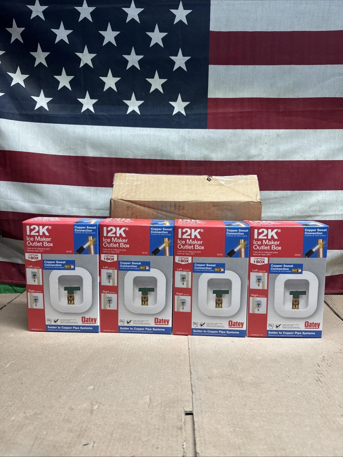 4pk Oatey I2K 39130 Quarter Turn Ice Maker Outlet Box New Open Box
