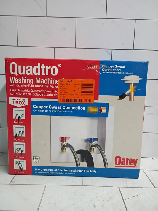 Oatey Quadtro Model 38529 Washing Machine Outlet Box 1/2" Thread Open Box
