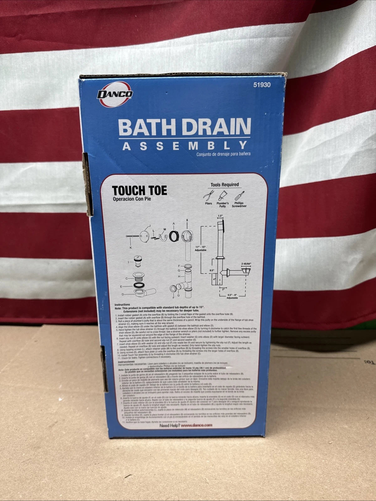 DANCO Touch-Toe Tub and Bath Drain Kit - Chrome - 51930
