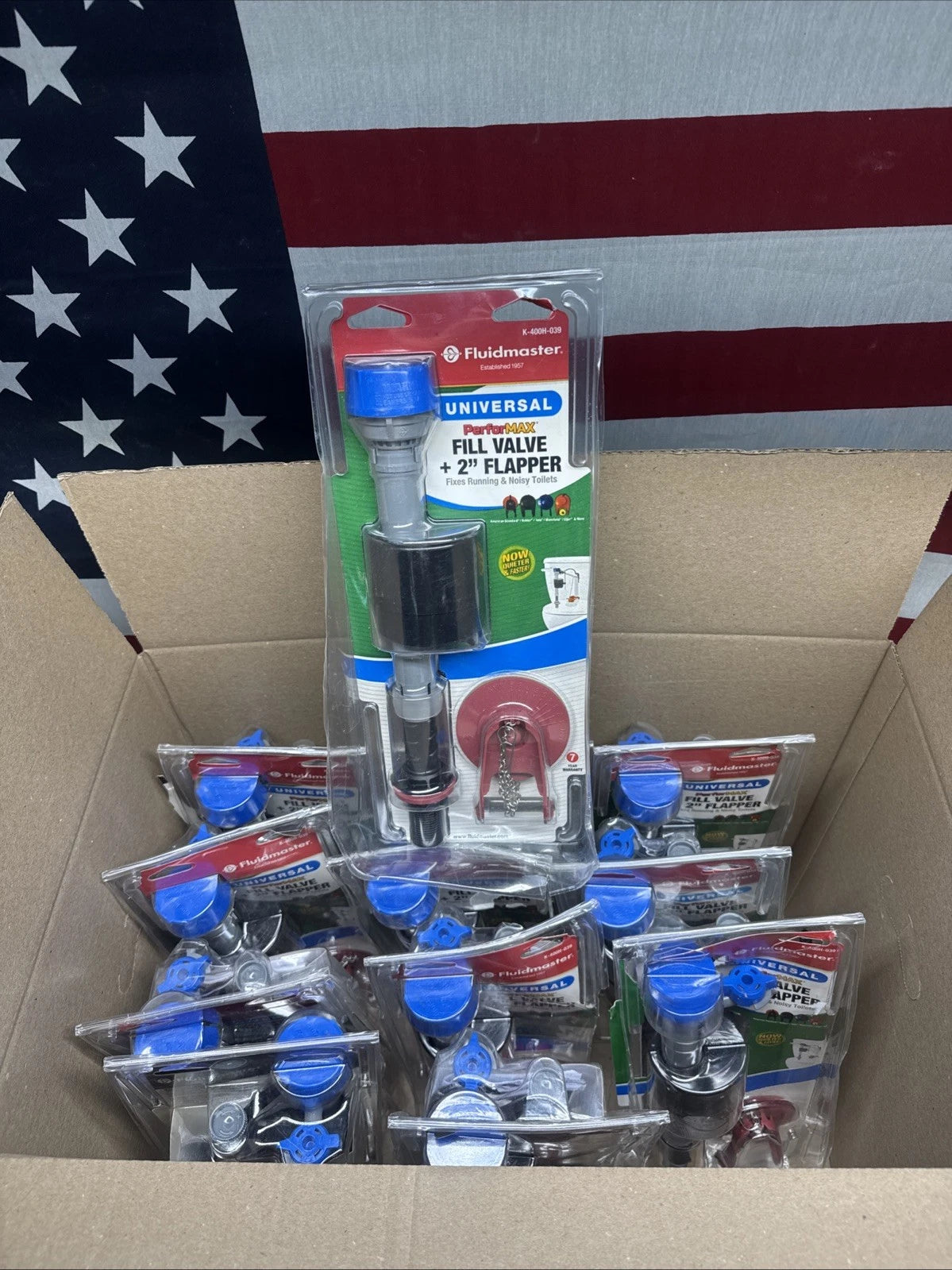 12PK Fluidmaster K-400H-039 Performax Universal Toilet Fill Valve And FlapperKit