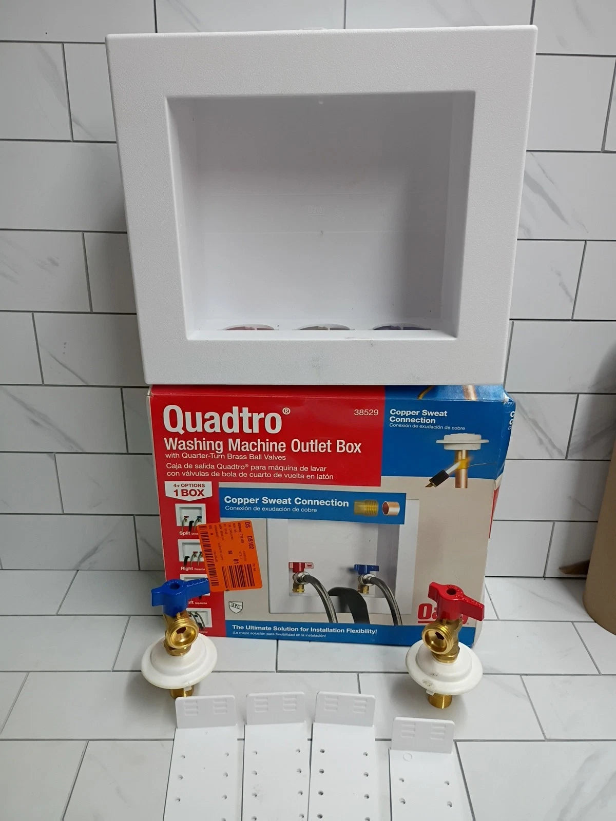 2pk Oatey Quadtro 38529 Washing Machine Outlet Box Quarter-Turn Brass Valves OB