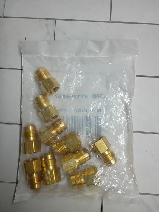 10 Count Anderson Metals 311294467 1/2" Flare x 3/8" FIP Brass Coupling New