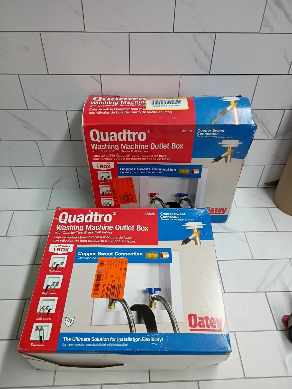 2pk Oatey Quadtro 38529 Washing Machine Outlet Box Quarter-Turn Brass Valves OB