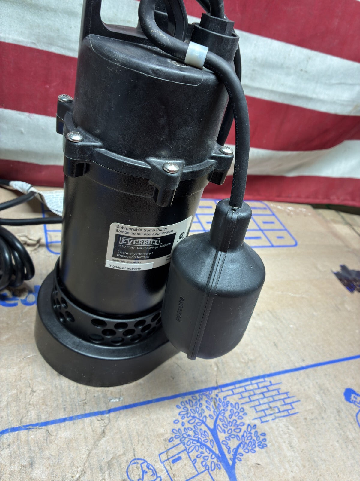Everbilt 1/3 HP Corrosion Resistant Aluminum Sump Pump w/ Tether Float Switch OB
