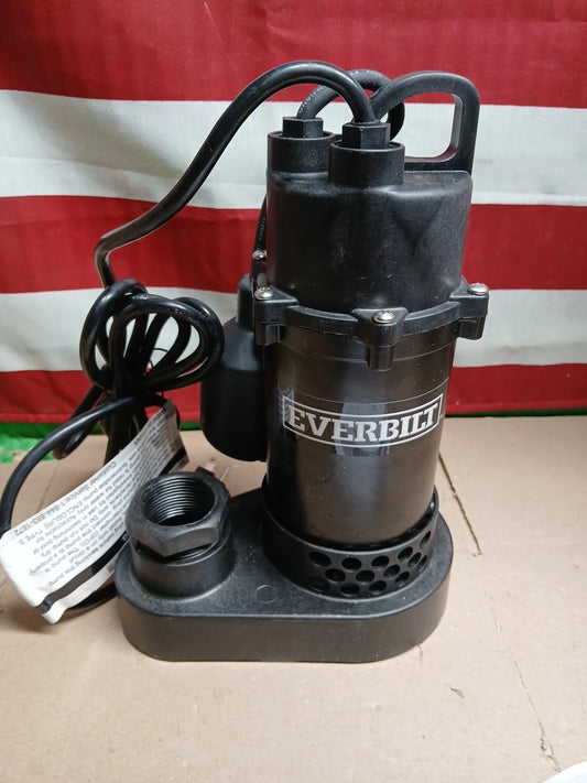 Everbilt 1/4 HP Aluminum Sump Pump w/ Tether Float Switch HDSP25W NEW OPEN BOX.