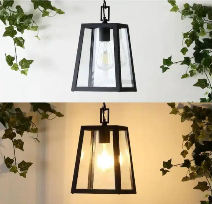 Glendale 6.75 in. 1-Light Black/Clear Outdoor LED Pendant Farmhouse Open Box
