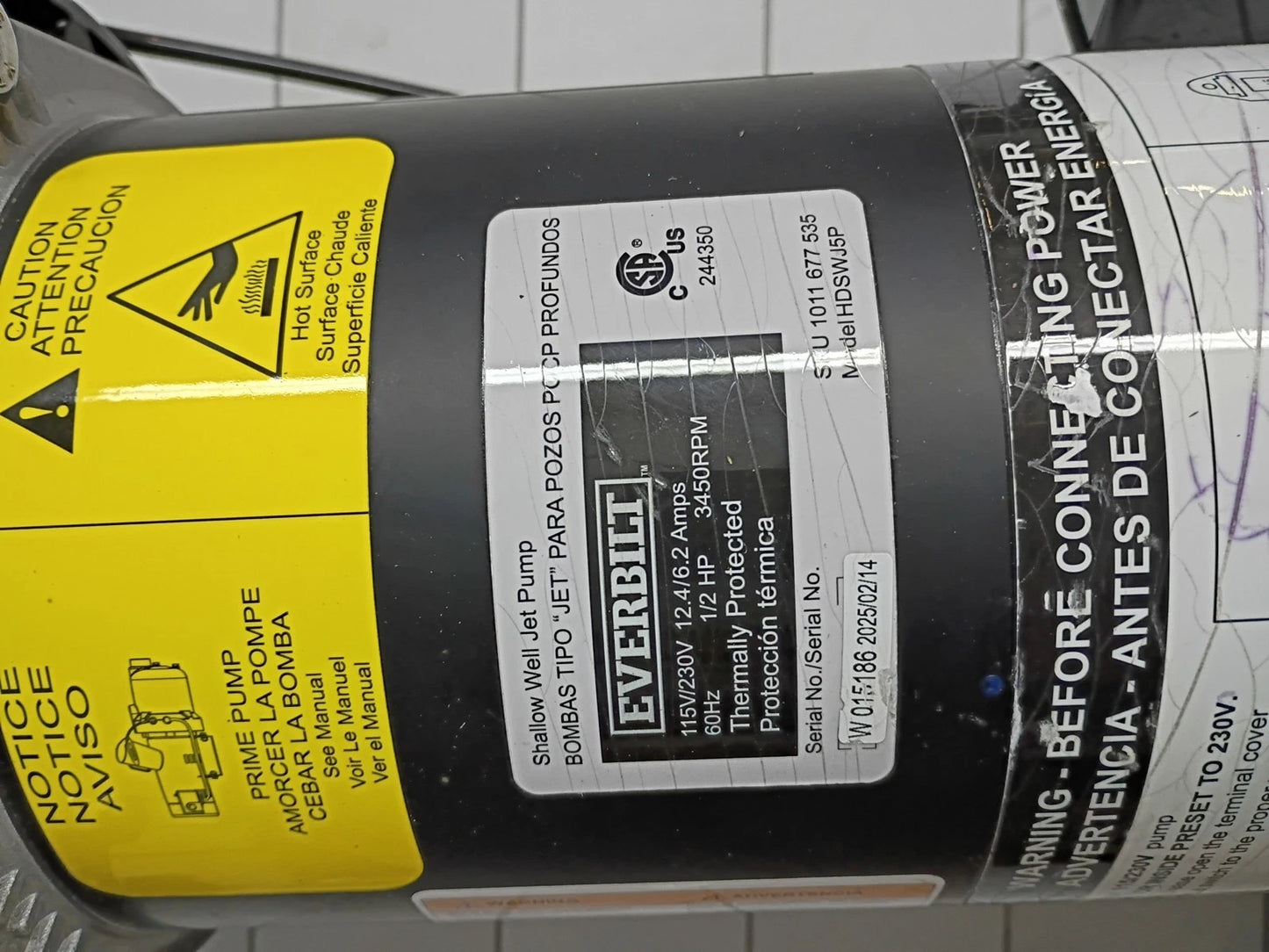 Everbilt HDSWH5P 1/2 HP Plastic Shallow Well Jet Pump FOR PARTS ONLY.
