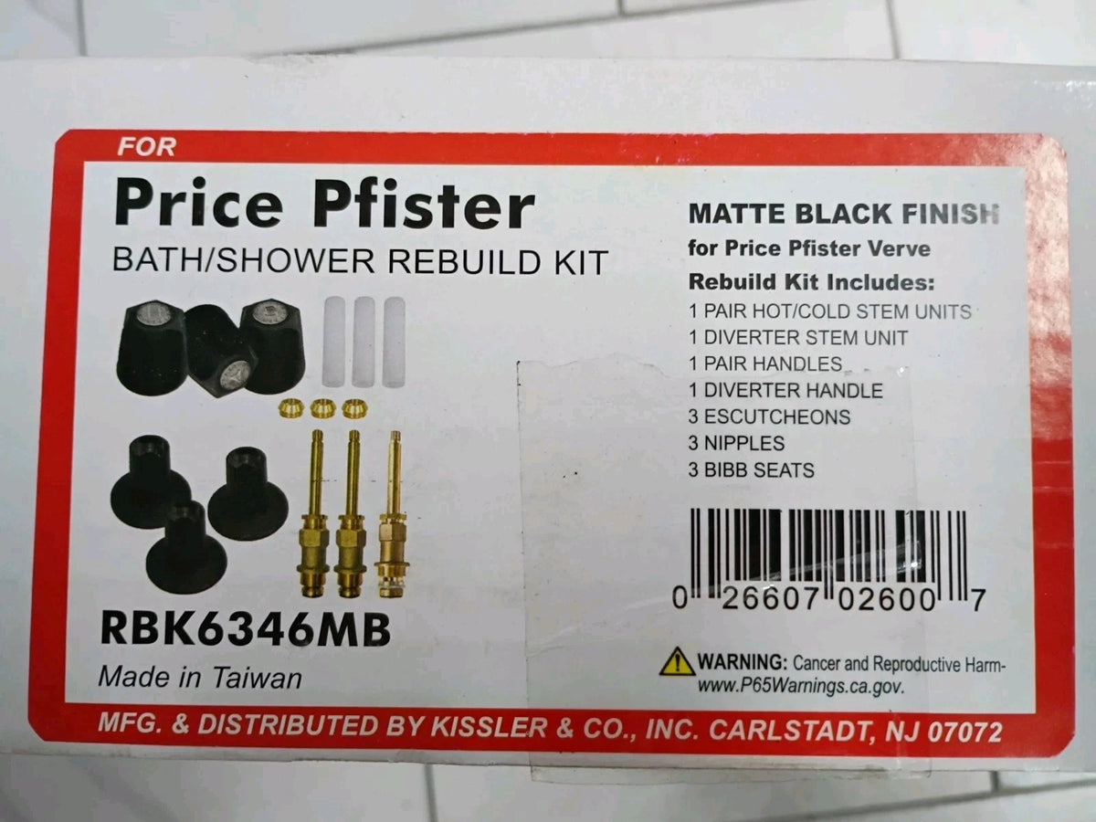 KIssler RBK6346MB Replacement For Pfister Bath/Shower Rebuild Kit Matte Black OB