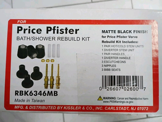 KIssler RBK6346MB Replacement For Pfister Bath/Shower Rebuild Kit Matte Black OB
