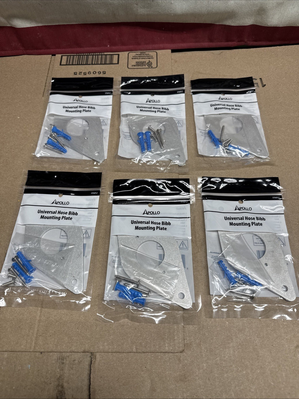 Lot Of 6 Universal 1-3/8 in. Hose Bibb Steel Mounting Plate By APOLLO
