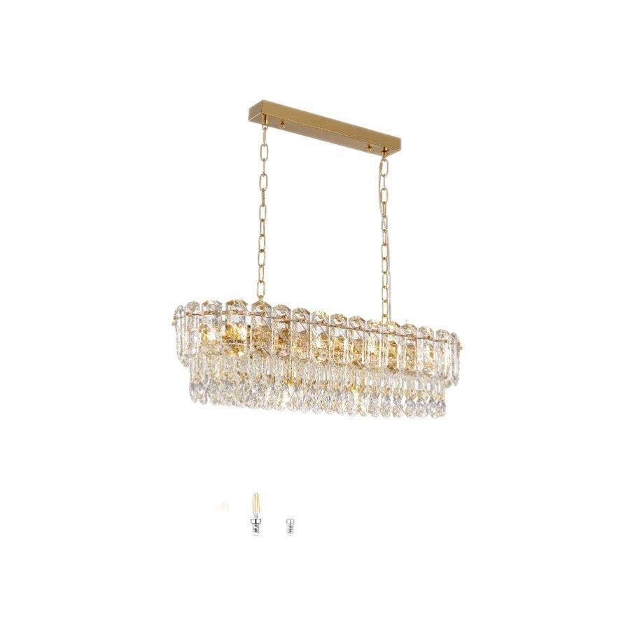 Elara Gold Crystal Rectangular Chandelier (Model CH478-A / KXP002G-10C)